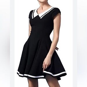 REPHYLLIS Vintage Cap Sleeve Lapel Collar A-Line Dress